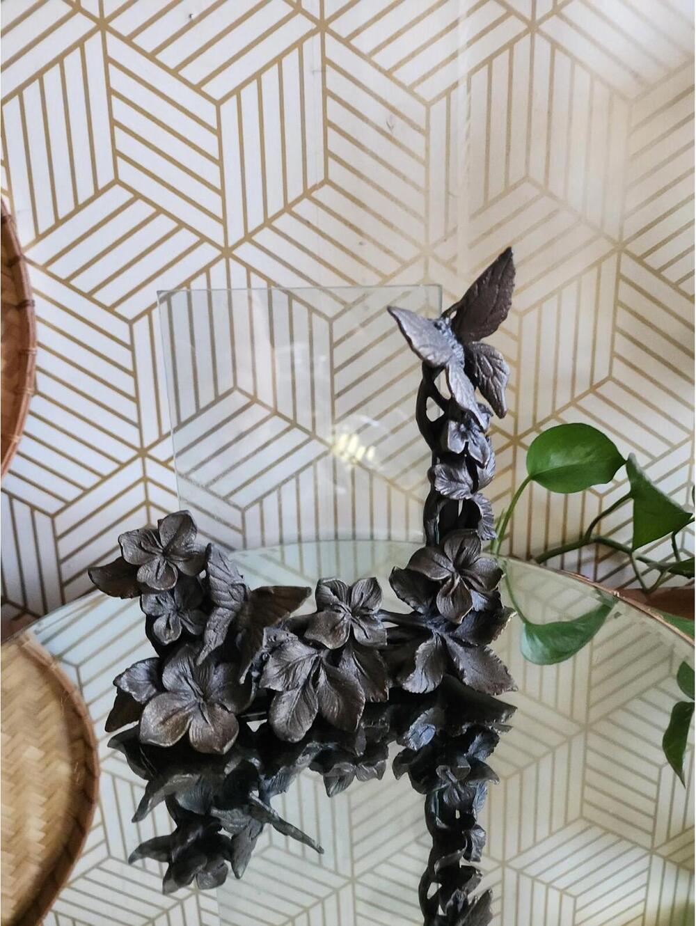 Vintage Cast Iron Butterfly Picture Frame Freestanding